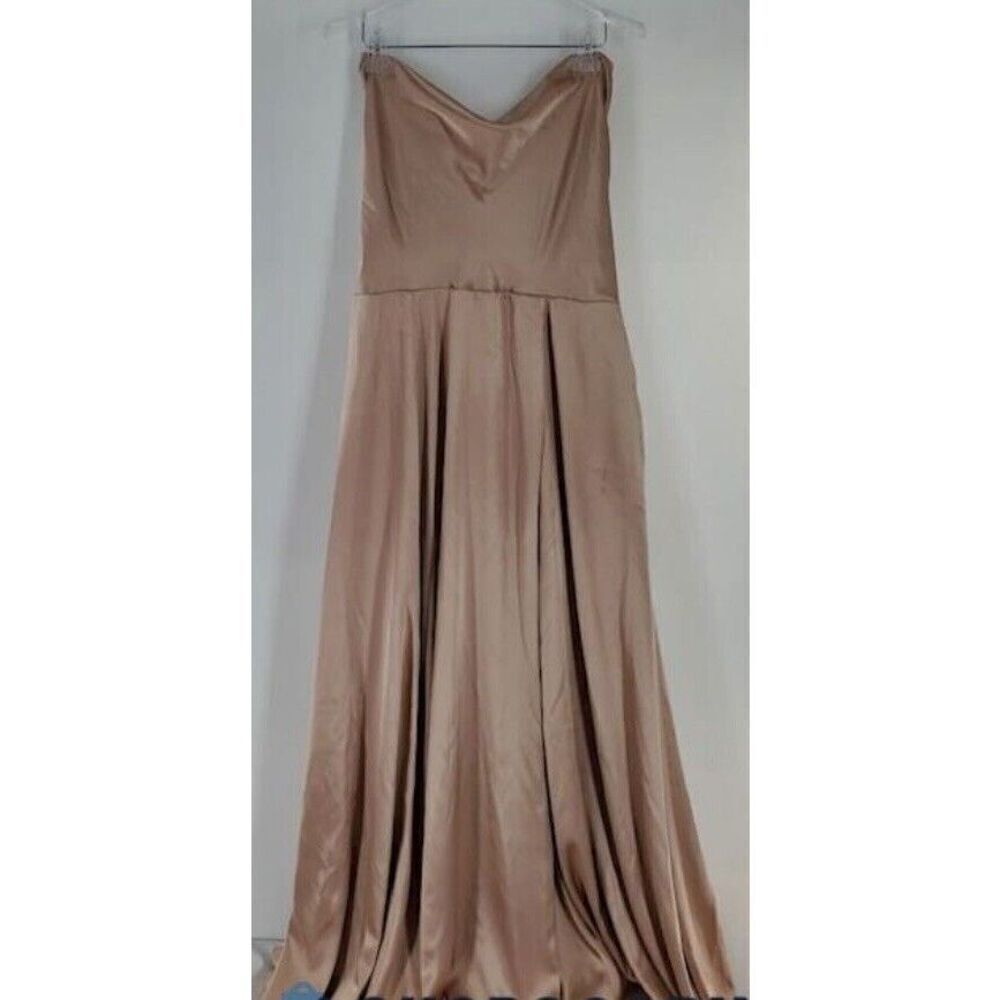 Galina Signature Long dress With Cowl Neck Strapless size 18 stretch satin